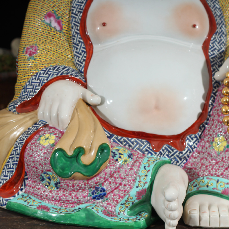 Jingdezhen around 45 cm high haha sitting Buddha in porch decoration porcelain Buddha laughing Buddha smiles in bloom