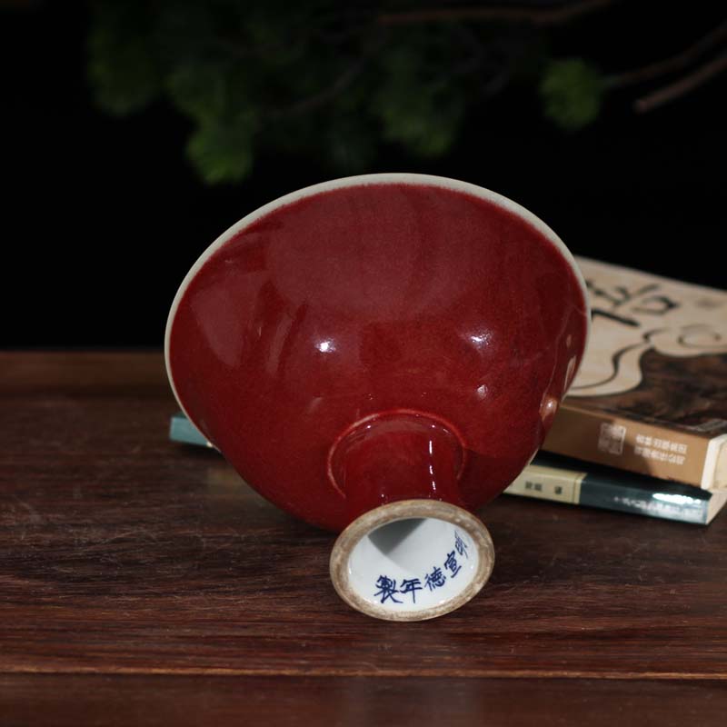 Jingdezhen LangHongJi red to compote red ruby red porcelain compote high - grade display compote goblet