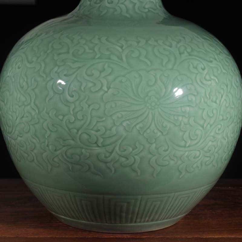 Celadon carving around branches even decorative vase vase monochromatic mesa mesa of 50 cm high vase