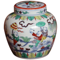 Jingdezhen hand-painted childlike Tianzi jar imitation Ming Dynasty Chenghua Doucai Tianzi jar porcelain antique jar ancient jar