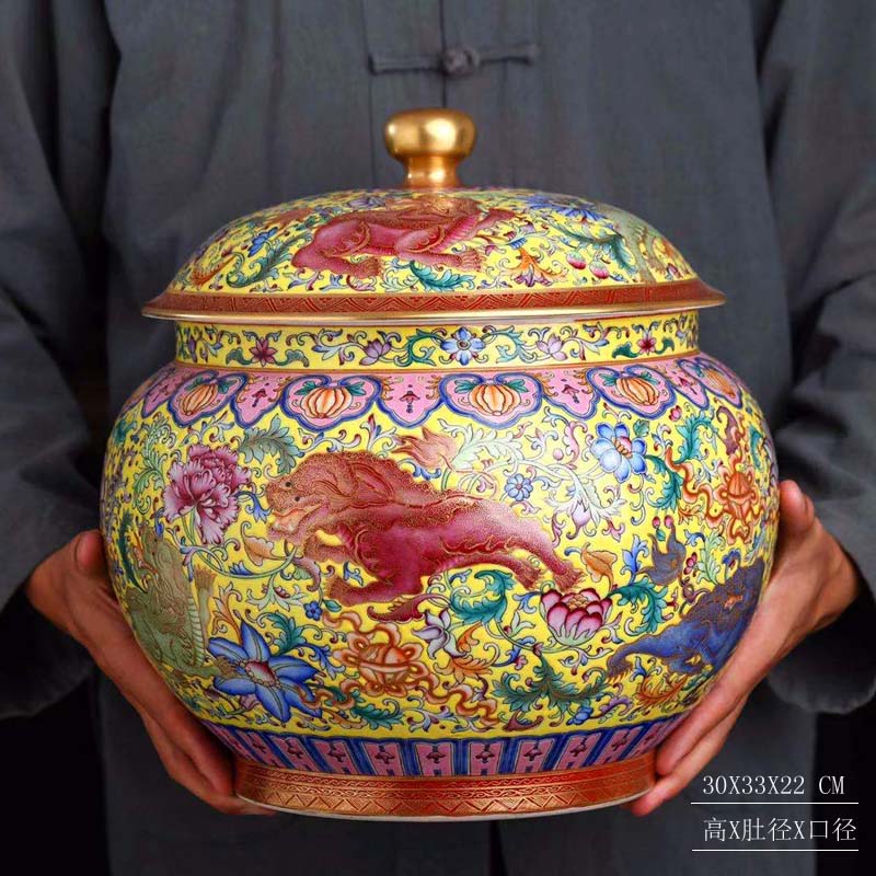 Jingdezhen hand - made pastel flowers cover pot of fine ceramic tea pot imitation up enameled flat cover tank
