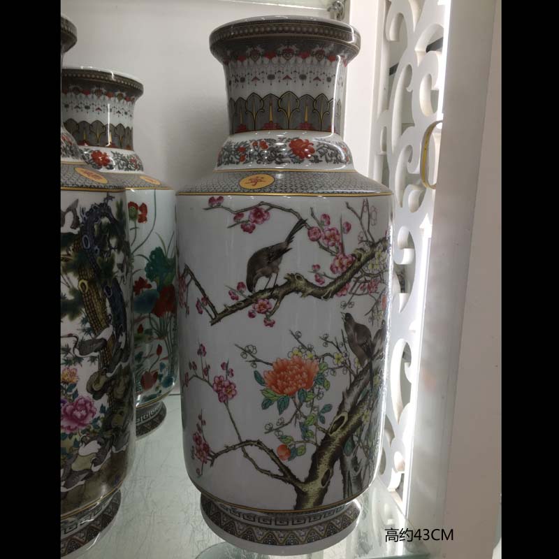 Jingdezhen porcelain 40 cm high wooden stick porcelain vases cranes lotus tong qu name plum blossom put tong qu vase