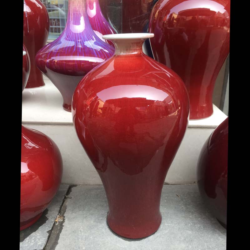 Jingdezhen high-end ground floor large vase 40 50100CM large red plum bottle groom red plum bottle high temperature porcelain-Taobao