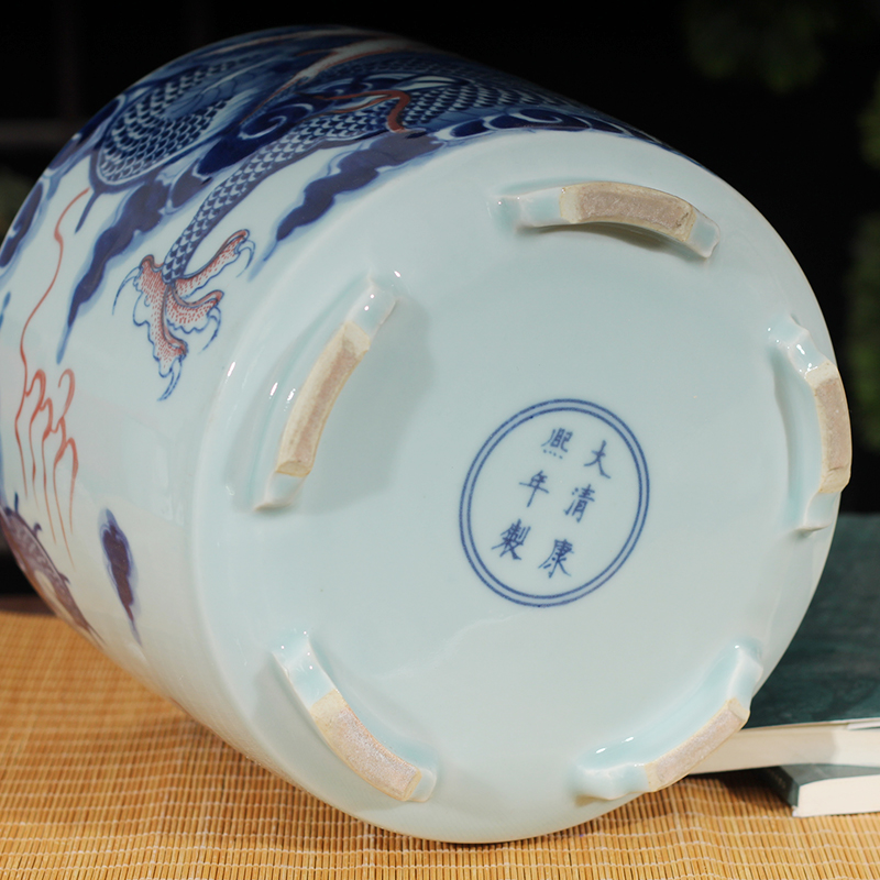 Blue and white porcelain dragon pattern censer temple temple statues furnishing articles present dragon WenXiangLu jingdezhen porcelain art