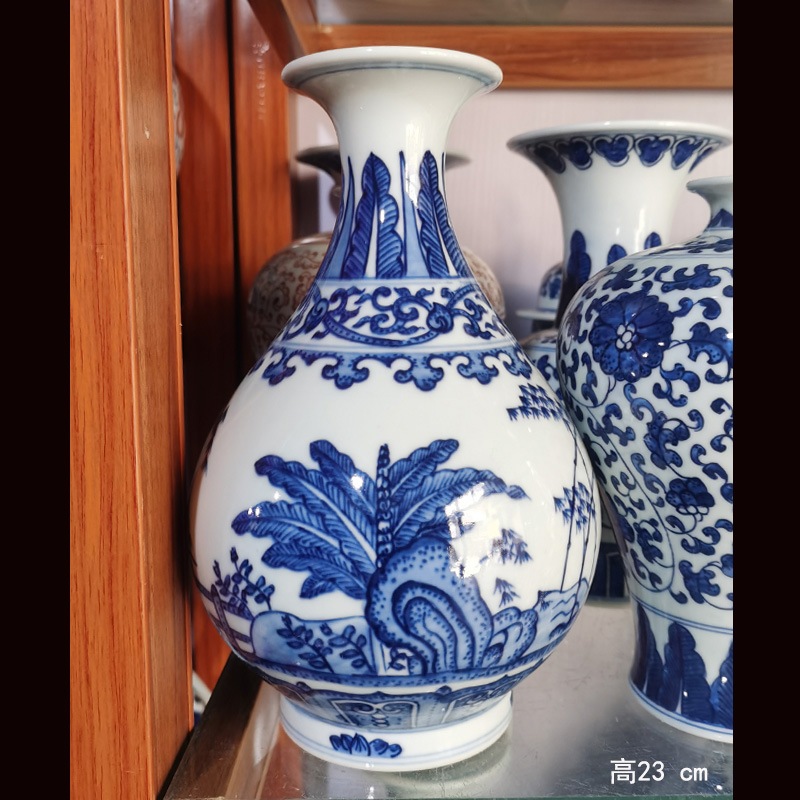 Jingdezhen imitation the qing dynasty imperial dragon Cao Long grain blue and white garlic garlic vase display vases, 35 cm high