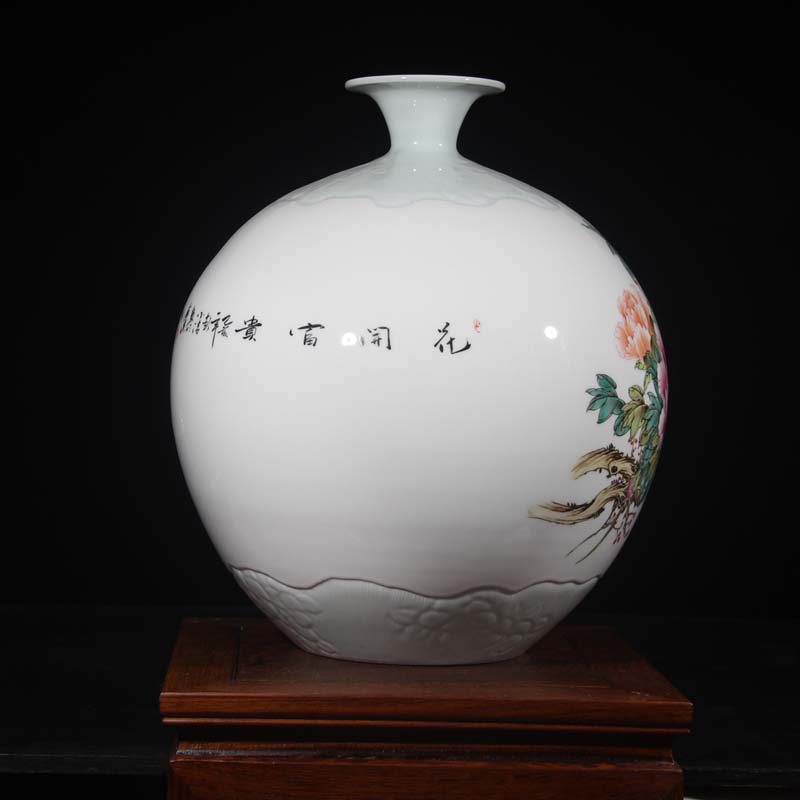 Jingdezhen Jingdezhen Peng, who was high - grade hand - made pomegranate lotus flower vase peony vase work new vase