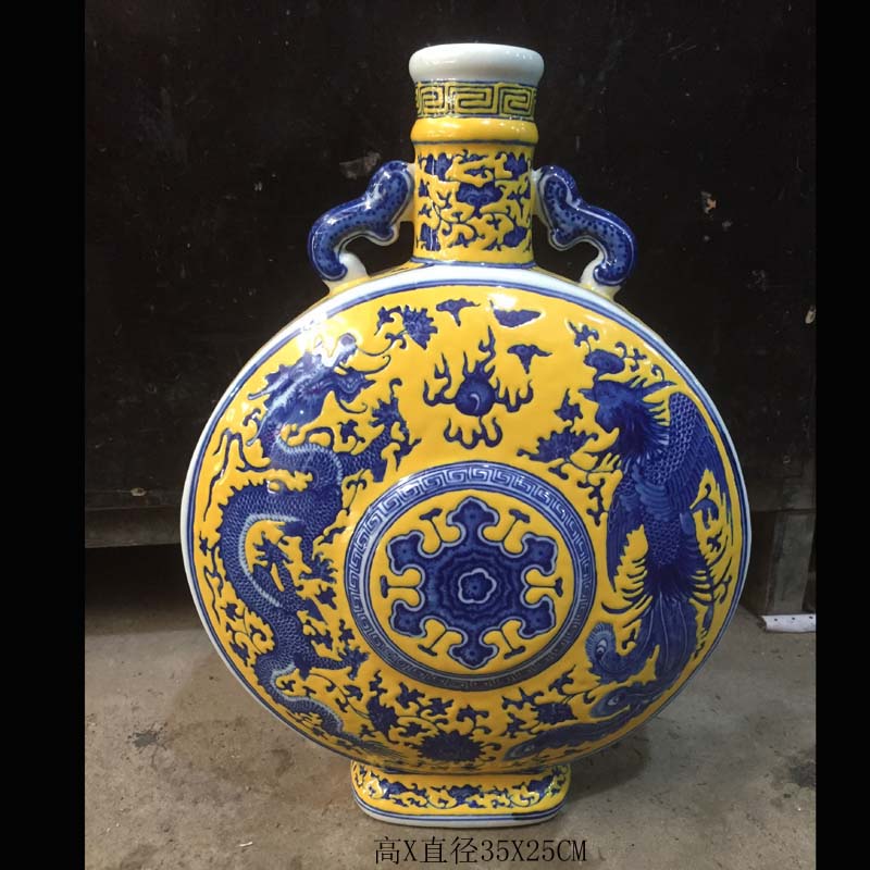 Jingdezhen blue and white dragon jintong flat bottles of imitation in porcelain vase bucket flat color porcelain longfeng classical flat bottles