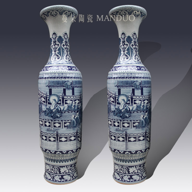 Jingdezhen hand - made fairy arhat figures 1.5 1.8 m landing big vase temple medallion display vase