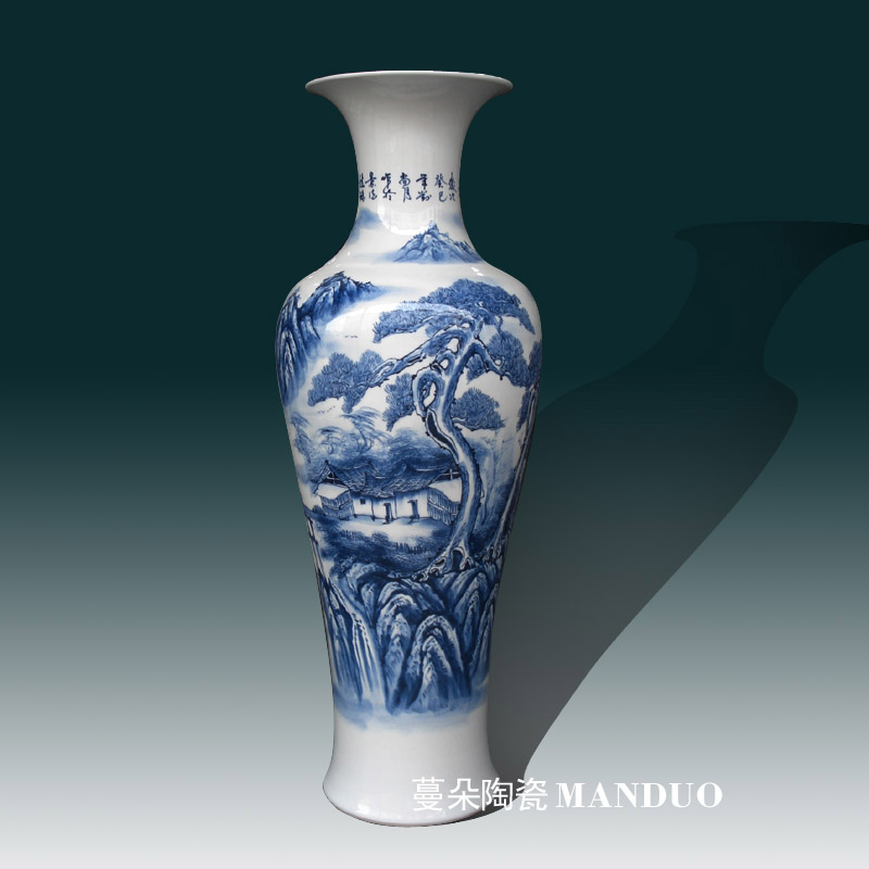 Jingdezhen blue and white landscape sitting room 1-135 - was - high sitting room vase display of large vases, hand - made of vases