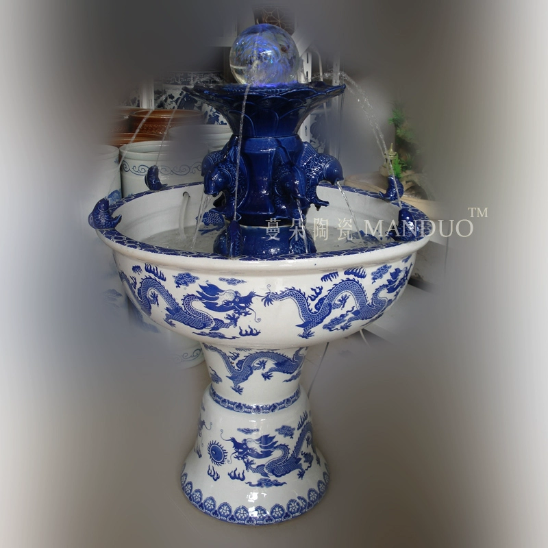 Jingdezhen porcelain carp fountain indoor fountain cylinder cylinder humidifying fountain porcelain