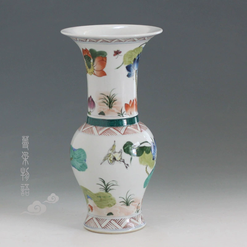 Kangxi colorful flower vase with Kangxi porcelain vase colorful display mesa classical ancient Kangxi vase