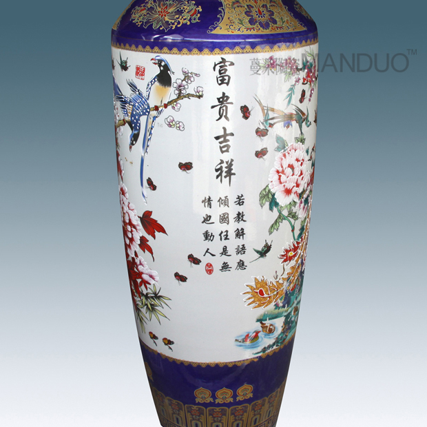 Jingdezhen Jingdezhen painting of flowers and big vase landing landing vase company to open the vase