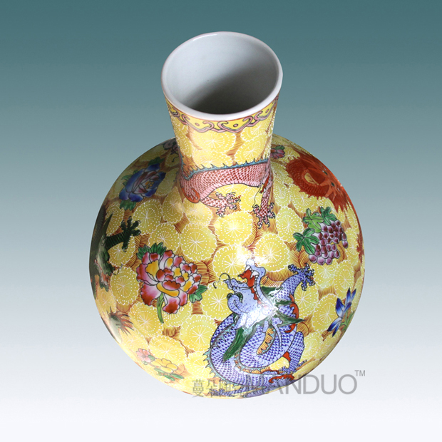Jingdezhen hand - made pastel terrible dragon vase high - grade high - grade gift porcelain vase furnishing articles in the living room