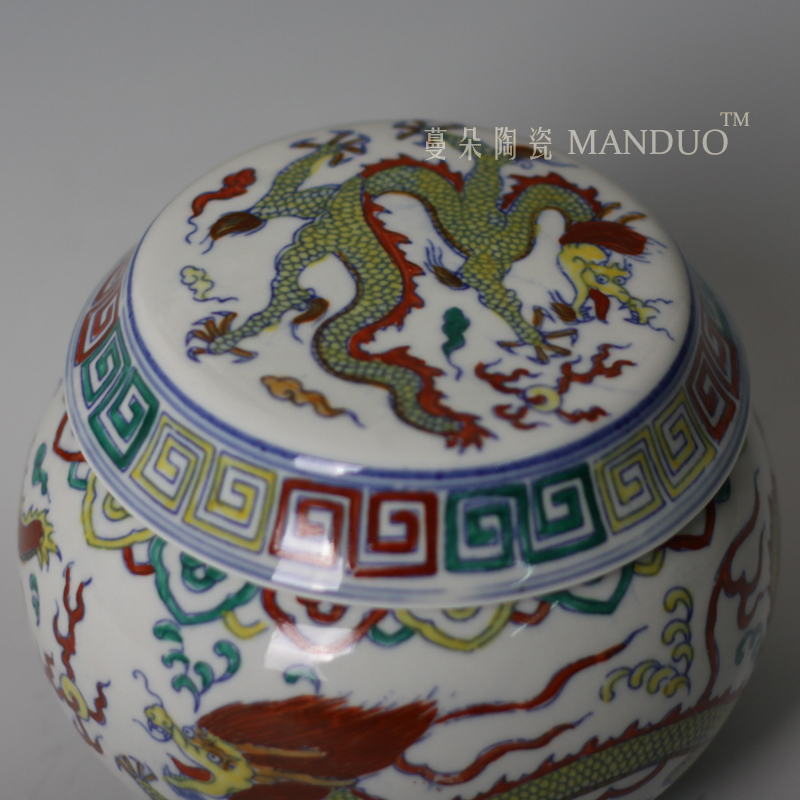 Jingdezhen imitation Ming xuande colorful flowers and birds can copy the Ming wanli five dragon grain fangming ceramic go to pot