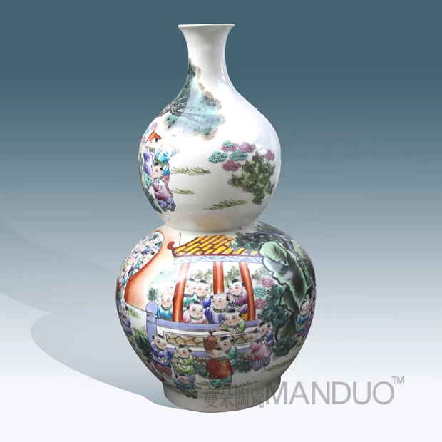 Jingdezhen hand-painted enamel vase sitting room adornment that occupy the home furnishing articles high-grade figure vase vase hoist the ancient philosophers