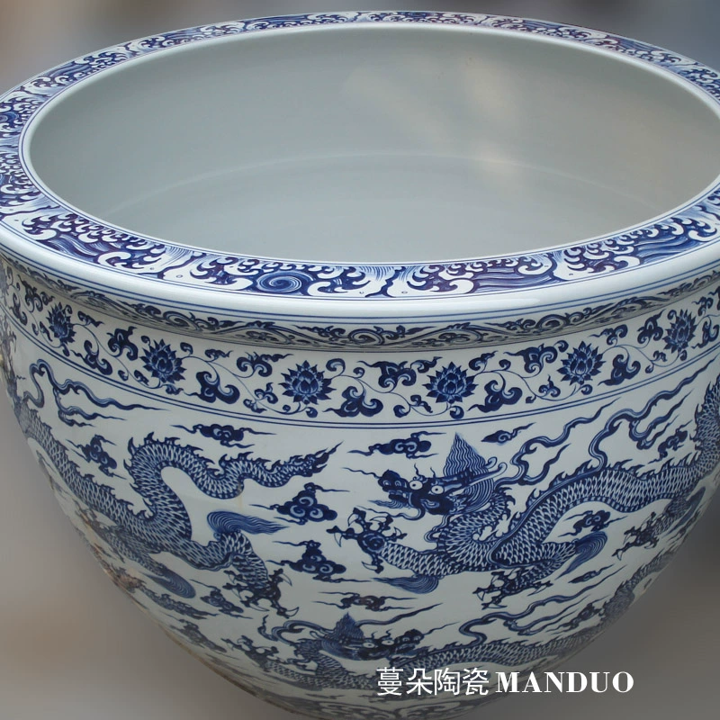 Jingdezhen hand - made eighty - seven celestial VAT full volume porcelain dragon lavishness VAT 1.2 m diameter