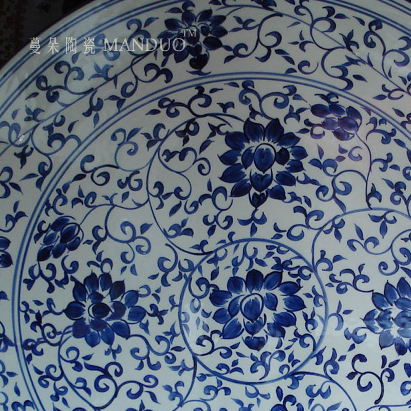 Hand made blue and white tie up lotus flower art porcelain table who suit classical Chinese culture of China set the table