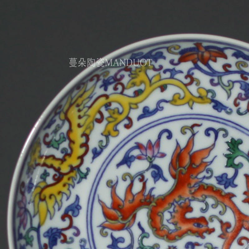 Jingdezhen hand-painted color 20 cm decorative blue-and-white porcelain dou color colorful decorative porcelain furnishing articles