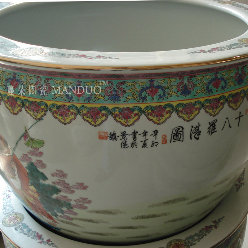 Jingdezhen manual painting enamel 18 arhats VAT fine porcelain enamel characters, vats