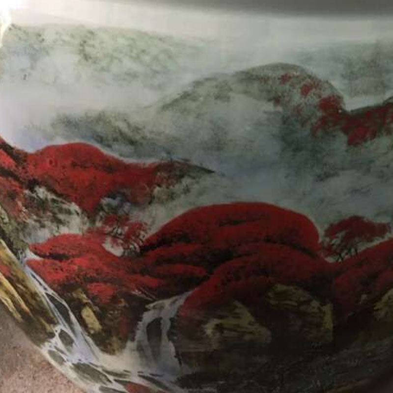 Jingdezhen variable glaze under moral luck, 95 cm is big golden landscape its vats