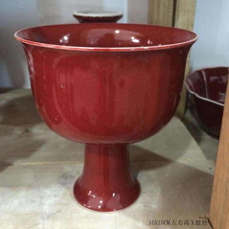 Jingdezhen LangHongJi red to compote red ruby red porcelain compote high - grade display compote goblet