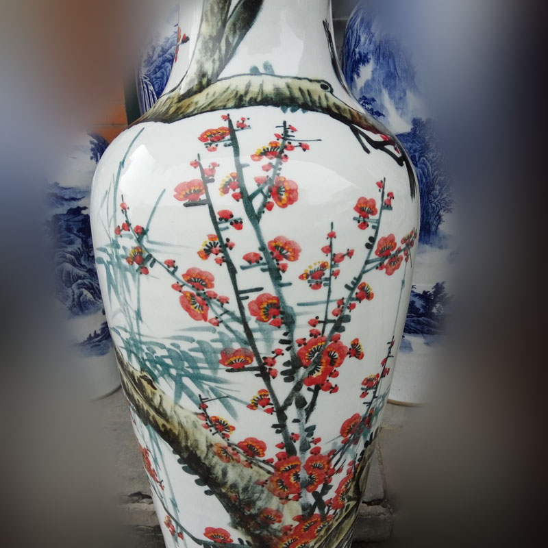 Jingdezhen hand - made name plum 1 m 1 m 4 harbinger of large vase figure high - grade large vase