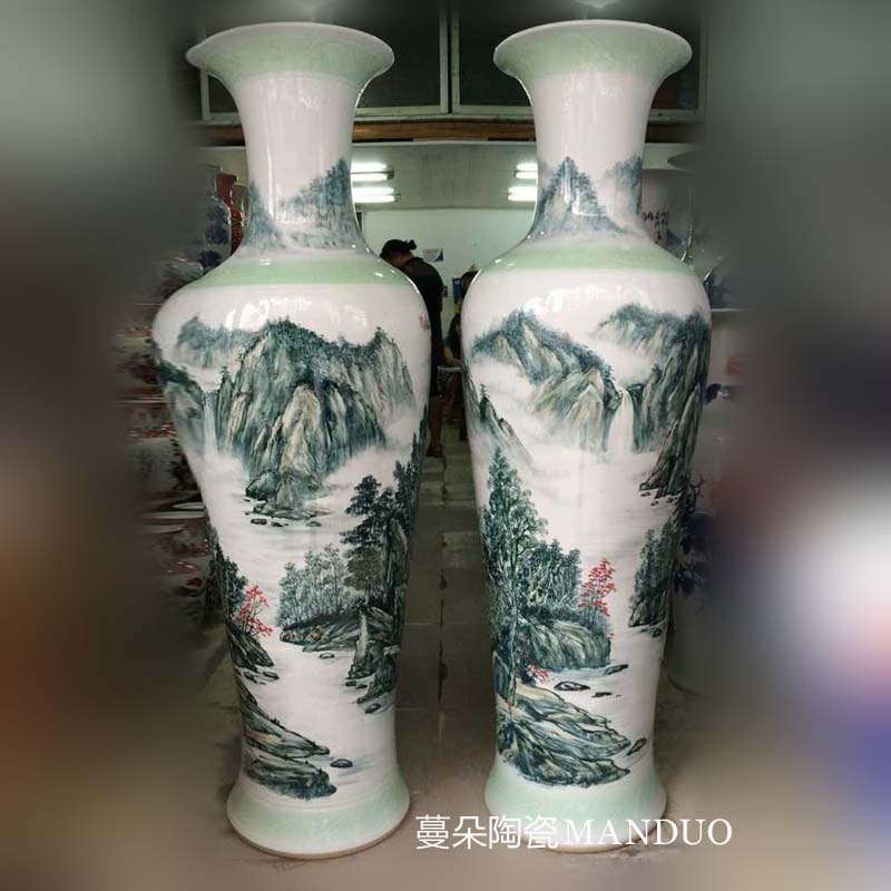 Jingdezhen hand - made 1.4 meters 1.6 meters tall vase painting landscape of large new home sitting room furnishings that occupy the home