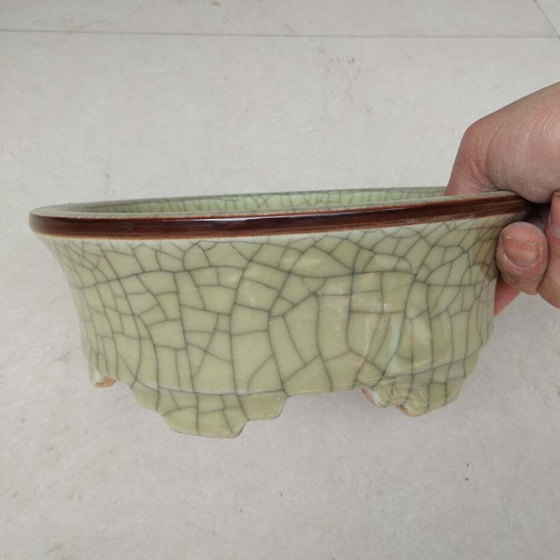 Jingdezhen monochromatic green writing brush washer crack glaze color culture study culture supplies ceramic writing brush washer water is shallow