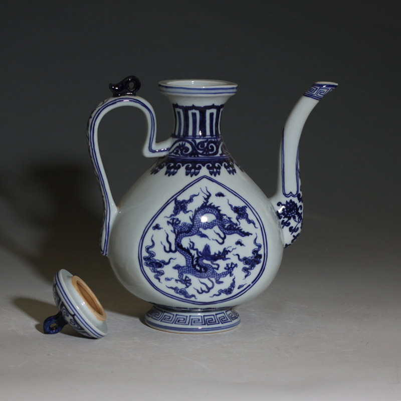 Hand - made dragon blue - and - white youligong porcelain jar of imitation Ming xuande antique porcelain flask ewer classical pot