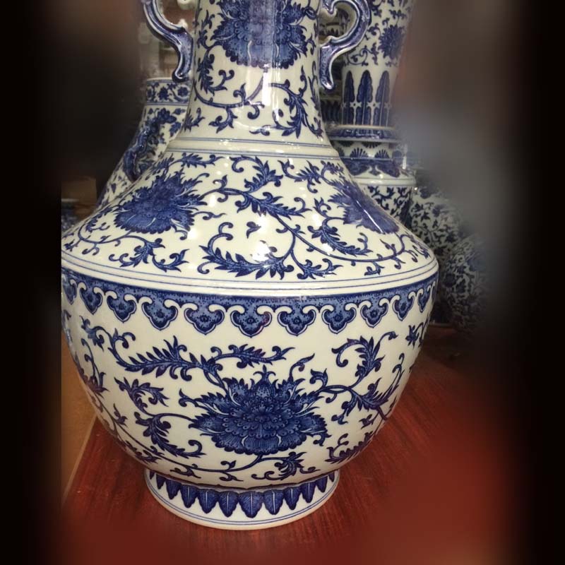 Jingdezhen 60 cm high imitation the qing hand - made porcelain shoulder cup of blue and white porcelain vase vase collection furnishing articles