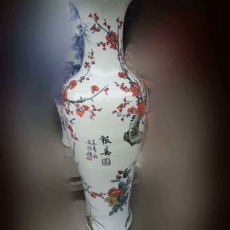 Jingdezhen hand - made name plum 1 m 1 m 4 harbinger of large vase figure high - grade large vase