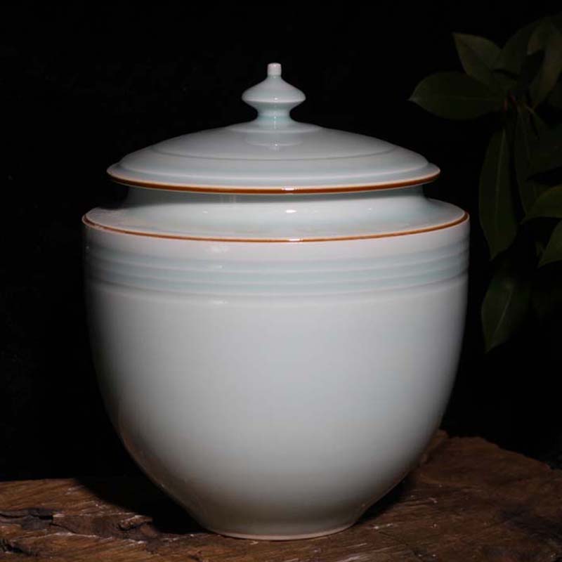 Jingdezhen 30 jins monochromatic celadon porcelain cover of snacks cover tank storage tank mesa furnishing articles rich ancient frame porcelain