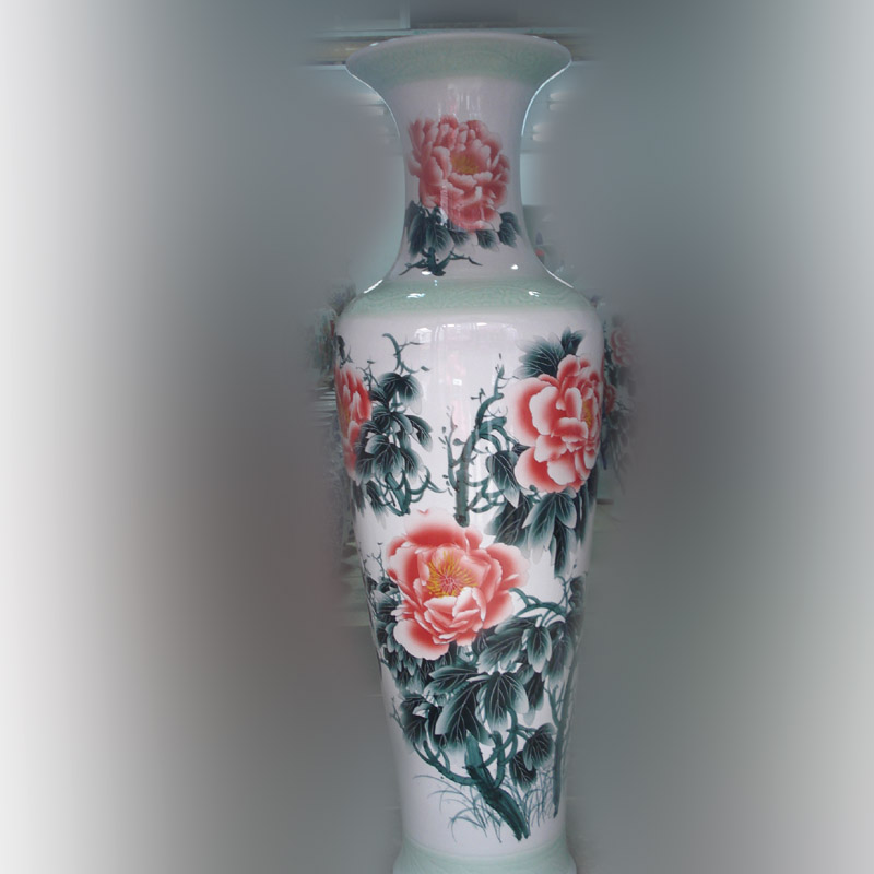 Jingdezhen 1.4 1.6 meters high ground porcelain vase I living room furnishings elegant vase peony riches and honour