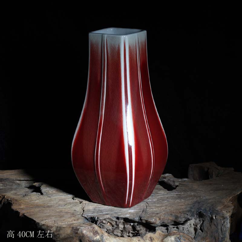 Red square vase elegant contracted bright Red festive ceramic flower arranging flower vase move bright Red vase