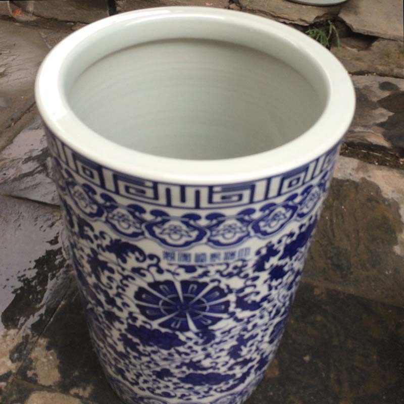 Jingdezhen blue and white landscape quiver straight hand - made ceramic vase khe sanh autumn mood lotus flower ceramic quiver