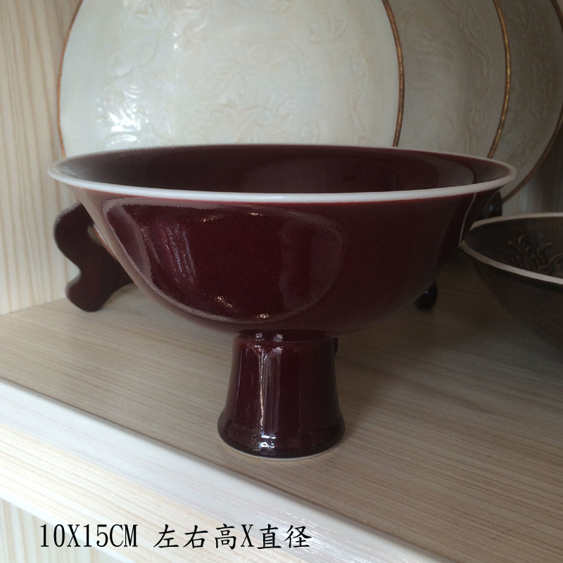 Jingdezhen LangHongJi red to compote red ruby red porcelain compote high - grade display compote goblet