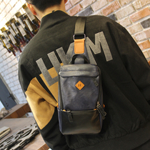 New Fashion Contrast Leather Chest Bag Shoulder Crossbody Casual Korean Student Backpack Fashion Men Bag