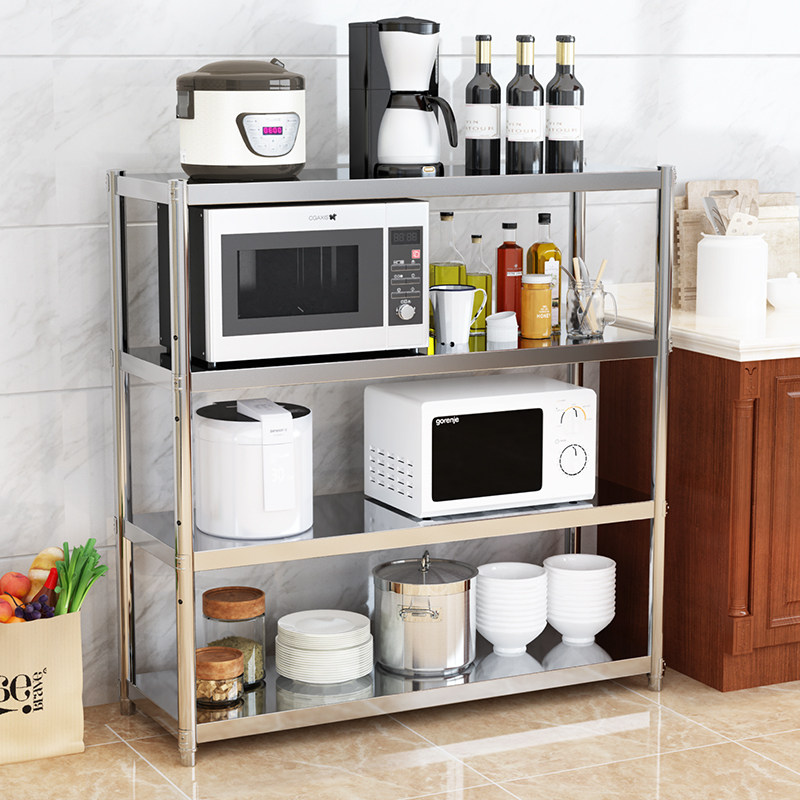 304 stainless steel kitchen shelf landing multi - layer microwave kitchen household shelves multi - functional household
