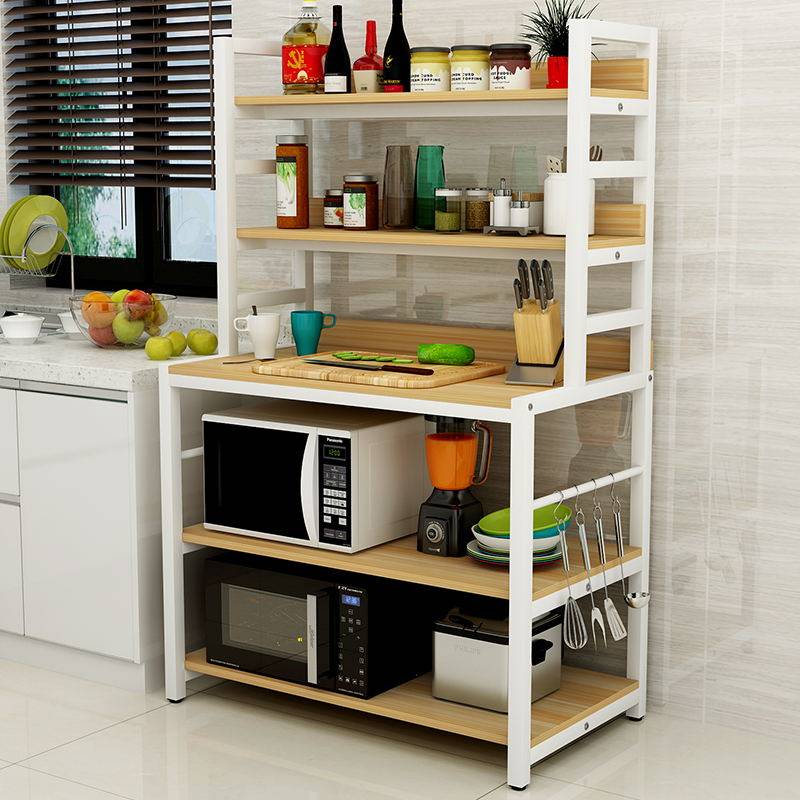 Kitchen shelf Microwave oven rack Floor-standing multi-layer seasoning tank rack shelf Household cutting table console