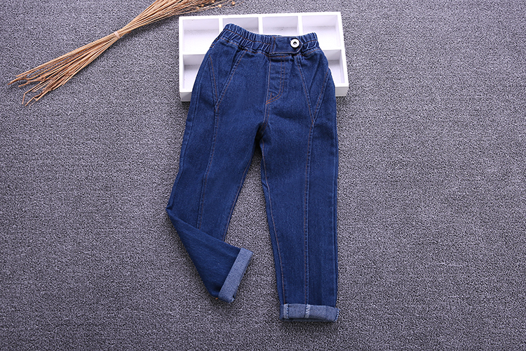 2018 mùa xuân mới vừa và nhỏ cô gái giản dị jeans trẻ em Hàn Quốc phiên bản của cô gái hoang dã trung eo quần dài hàng thủy triều