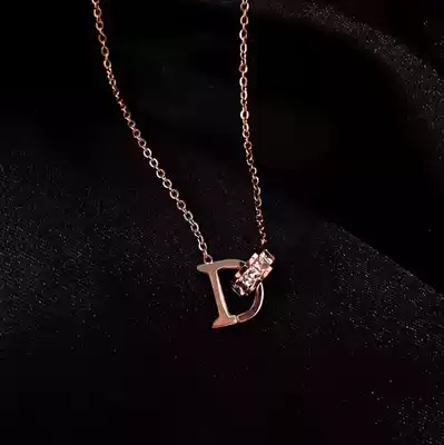 Titanium steel niche design sense necklace female tide net red simple and wild letter D pendant short ins temperament clavicle chain