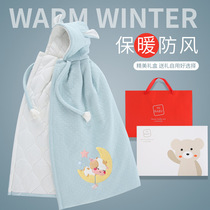 Baby cloak Cape young children go out in winter windproof by baby thickened hooded bag newborn warm cover