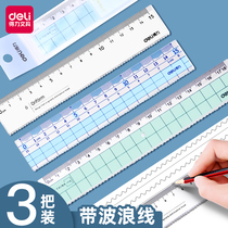 Able transparent long ruler 18cm ruler 20cm wave ruler painting cartography tool sleeve ruler graduated scale multifunction