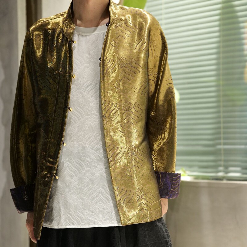 【Zaiyi】2026 New Model Purple Gold Sea Wave Brocade Mulberry Silk Fragrant Cloud Yarn Tang Suit Jacket Zy0886 【Zaiyi】2026 New Model Purple Gold Sea Wave Brocade Mulberry Silk Fragrant Cloud Yarn Tang Suit Jacket Zy0886