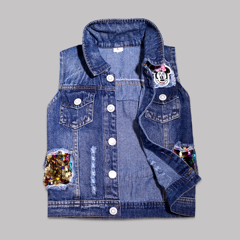 Bé cao bồi vest mùa xuân và mùa thu quần áo trẻ em nhỏ bông denim vest vai hoang dã mỏng boy girl jacket