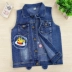 Áo vest trẻ em nam và nữ Áo vest trẻ em vest trẻ em mùa xuân và mùa thu mẫu cotton hoang dã mùa đông ghi le jean cá tính cho bé Áo ghi lê