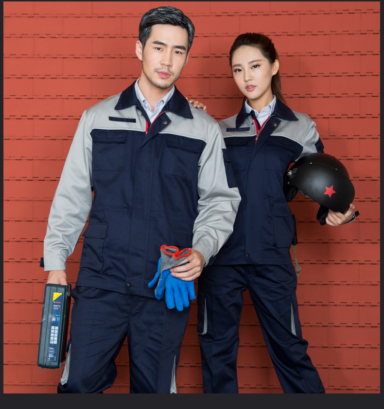 Bộ quần áo bảo hộ lao động mùa xuân và mùa thu Quần áo bảo hộ nam Quần áo bảo hộ Auto Beauty Repair Tooling Logistics Xử lý quần áo bảo hộ lao động đồ bộ cát hàn