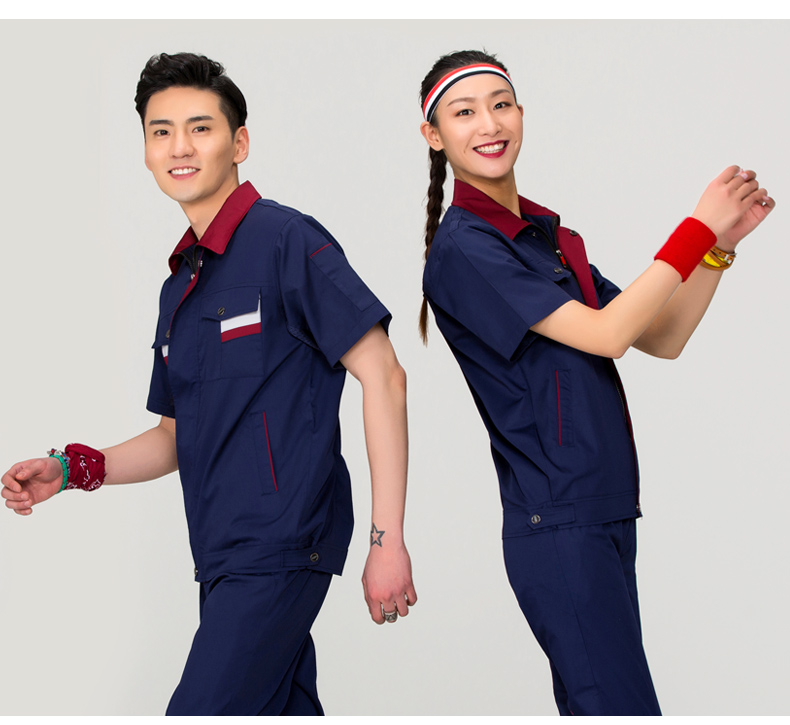 Mùa hè áo ngắn tay phù hợp với nam công cụ mỏng máy sửa chữa bảo hiểm lao động dịch vụ sửa chữa tự động nhà máy lắp đặt bảo trì công nhân quần áo đồ bộ nam trung niên