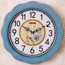 Watch blue creative wall clock Home decoration living room light luxury clock Bedroom mute fashion personality European style wall clock