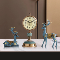 Creative Desktop Elk Deer Swing Piece Combo Seat Clock Living Room Home Desktop Watch Nordic Light Lavish American Muted Clock